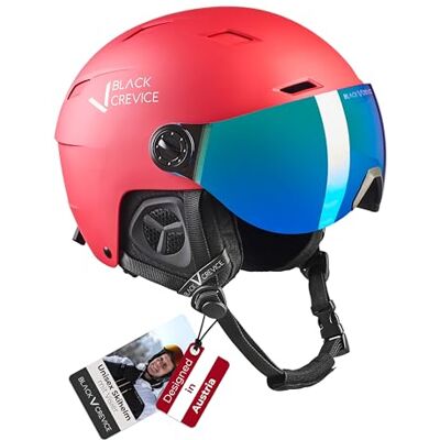 Black Crevice Skihelm Kirchberg mit Visier und Lüftungsöffnungen Atmungsaktiver Helm für Herren & Damen Black Crevice Skihelm Kirchberg mit Visier und Lüftungsöffnungen Atmungsaktiver Helm für Herren & Damen