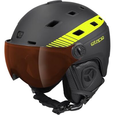 Etape Unisex-Adult Ski Helmet with Visor Skihelm, schwarz/gelb Fluo matt, 55-58 Etape Unisex-Adult Ski Helmet with Visor Skihelm, schwarz/gelb Fluo matt, 55-58