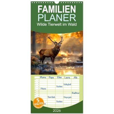 CALVENDO Familienplaner 2026 Wilde Tierwelt im Wald mit 5 Spalten (Wandkalender, 21 cm x 45 cm), : Scheue Waldbewohner gekonnt in Szene gesetzt. ( Tiere) CALVENDO Familienplaner 2026 Wilde Tierwelt im Wald mit 5 Spalten (Wandkalender, 21 cm x 45 cm), : Scheue Waldbewohner gekonnt in Szene gesetzt. ( Tiere)