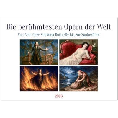 CALVENDO Die berühmtesten Opern der Welt (Wandkalender 2026 DIN A4 quer), Monatskalender: Eine Hommage an die Faszination der Oper ( Kunst) CALVENDO Die berühmtesten Opern der Welt (Wandkalender 2026 DIN A4 quer), Monatskalender: Eine Hommage an die Faszination der Oper ( Kunst)