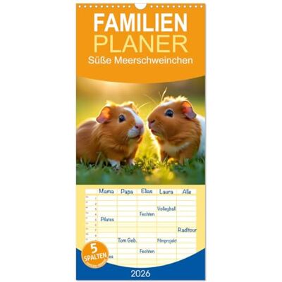 CALVENDO Familienplaner 2026 Süße Meerschweinchen mit 5 Spalten (Wandkalender, 21 cm x 45 cm), : Sie piepsen nicht viel, aber sagen trotzdem, ich hab dich lieb. ( Tiere) CALVENDO Familienplaner 2026 Süße Meerschweinchen mit 5 Spalten (Wandkalender, 21 cm x 45 cm), : Sie piepsen nicht viel, aber sagen trotzdem, ich hab dich lieb. ( Tiere)