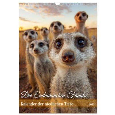 CALVENDO Die Erdmännchen Familie Kalender der niedlichen Tiere (Wandkalender 2026 DIN A3 hoch), Monatskalender: Erdmännchen Kalender: Niedliche ... und niedlichen Tieren. ( Tiere) CALVENDO Die Erdmännchen Familie Kalender der niedlichen Tiere (Wandkalender 2026 DIN A3 hoch), Monatskalender: Erdmännchen Kalender: Niedliche ... und niedlichen Tieren. ( Tiere)