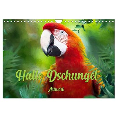 CALVENDO Hallo Dschungel Artwork (Wandkalender 2026 DIN A4 quer), Monatskalender: Dschungeltiere Artwork ( Tiere) CALVENDO Hallo Dschungel Artwork (Wandkalender 2026 DIN A4 quer), Monatskalender: Dschungeltiere Artwork ( Tiere)