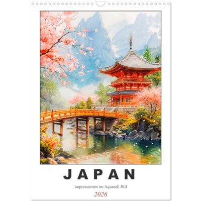 CALVENDO Japan. Impressionen im Aquarell-Stil (Wandkalender 2026 DIN A3 hoch), Monatskalender: Die Schönheit Japans in künstlerischen Bildern ( Orte) CALVENDO Japan. Impressionen im Aquarell-Stil (Wandkalender 2026 DIN A3 hoch), Monatskalender: Die Schönheit Japans in künstlerischen Bildern ( Orte)