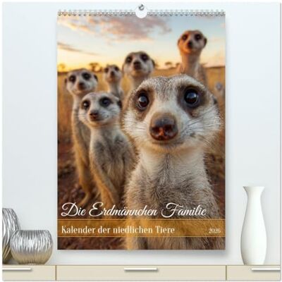 CALVENDO Die Erdmännchen Familie Kalender der niedlichen Tiere (hochwertiger Premium Wandkalender 2026 DIN A2 hoch), Kunstdruck in Hochglanz: Erdmännchen ... und niedlichen Tieren. ( Tiere) CALVENDO Die Erdmännchen Familie Kalender der niedlichen Tiere (hochwertiger Premium Wandkalender 2026 DIN A2 hoch), Kunstdruck in Hochglanz: Erdmännchen ... und niedlichen Tieren. ( Tiere)