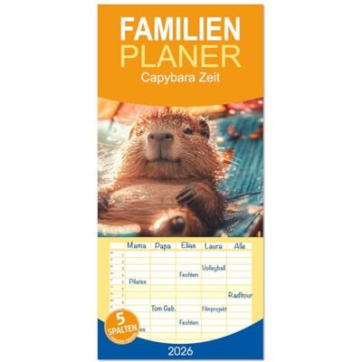 CALVENDO Familienplaner 2026 Capybara Zeit mit 5 Spalten (Wandkalender, 21 cm x 45 cm), : Wenn der Alltag stresst, lebt das Capybara einfach weiter ... und gepflegtem Nichtstun. ( Tiere) CALVENDO Familienplaner 2026 Capybara Zeit mit 5 Spalten (Wandkalender, 21 cm x 45 cm), : Wenn der Alltag stresst, lebt das Capybara einfach weiter ... und gepflegtem Nichtstun. ( Tiere)