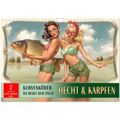 CALVENDO Hecht und Karpfen Kurvenköder, da beißt der Fisch (Wandkalender 2026 DIN A4 quer), Monatskalender: Angelrute & Nostalgie tolle Fische & reizende Frauen. ( Sport) CALVENDO Hecht und Karpfen Kurvenköder, da beißt der Fisch (Wandkalender 2026 DIN A4 quer), Monatskalender: Angelrute & Nostalgie tolle Fische & reizende Frauen. ( Sport)