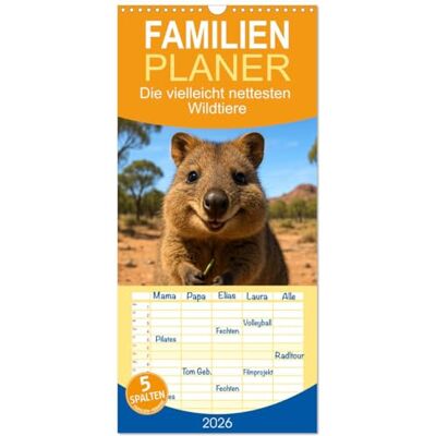 CALVENDO Familienplaner 2026 Die vielleicht nettesten Wildtiere mit 5 Spalten (Wandkalender, 21 cm x 45 cm), CALVENDO Familienplaner 2026 Die vielleicht nettesten Wildtiere mit 5 Spalten (Wandkalender, 21 cm x 45 cm),