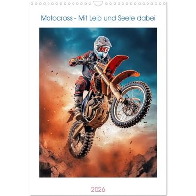 CALVENDO Motocross Mit Leib und Seele dabei (Wandkalender 2026 DIN A3 hoch), Monatskalender: Motorcross kombiniert Geschwindigkeit, Technik und ... Hindernisse rasen. ( Sport) CALVENDO Motocross Mit Leib und Seele dabei (Wandkalender 2026 DIN A3 hoch), Monatskalender: Motorcross kombiniert Geschwindigkeit, Technik und ... Hindernisse rasen. ( Sport)