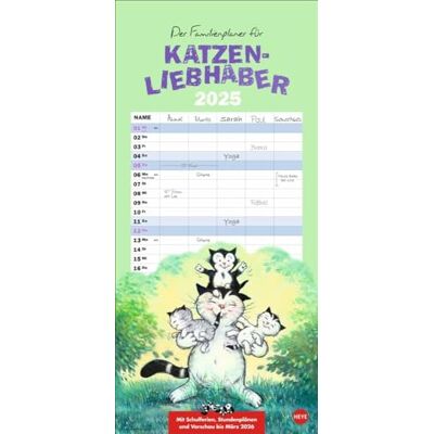 Heye Jacob Familienplaner für Katzenliebhaber 2025: Terminkalender für Katzenliebhaber. Praktischer Familienkalender mit 5 Spalten. Liebvoll illustrierter Wandplaner für Familien. (Familienplaner ) Heye Jacob Familienplaner für Katzenliebhaber 2025: Terminkalender für Katzenliebhaber. Praktischer Familienkalender mit 5 Spalten. Liebvoll illustrierter Wandplaner für Familien. (Familienplaner )