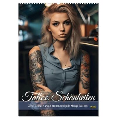 CALVENDO Tattoo Schönheiten zwölf Monate, zwölf Frauen und jede Menge Tattoos (Wandkalender 2026 DIN A2 hoch), Monatskalender: Zwölf Monate voller ... und charmanter Models ( Menschen) CALVENDO Tattoo Schönheiten zwölf Monate, zwölf Frauen und jede Menge Tattoos (Wandkalender 2026 DIN A2 hoch), Monatskalender: Zwölf Monate voller ... und charmanter Models ( Menschen)