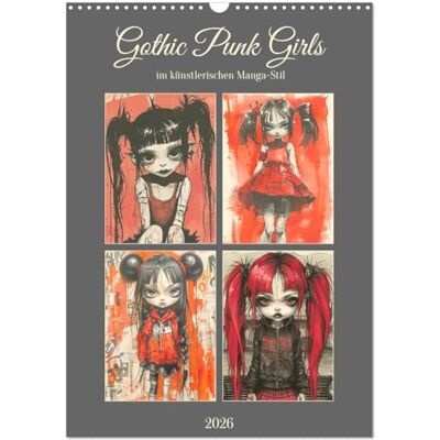 CALVENDO Gothic Punk Girls im künstlerischen Manga-Stil (Wandkalender 2026 DIN A3 hoch), Monatskalender: Manga-Kunst trifft auf düsteren Gothic-Charme ( Kunst) CALVENDO Gothic Punk Girls im künstlerischen Manga-Stil (Wandkalender 2026 DIN A3 hoch), Monatskalender: Manga-Kunst trifft auf düsteren Gothic-Charme ( Kunst)