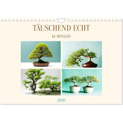 CALVENDO Täuschend echt KI-Bonsais (Wandkalender 2026 DIN A4 quer), Monatskalender: Bonsaibäume stellen ursprünglich eine japanische Philosophie und Kunstform dar. ( Natur) CALVENDO Täuschend echt KI-Bonsais (Wandkalender 2026 DIN A4 quer), Monatskalender: Bonsaibäume stellen ursprünglich eine japanische Philosophie und Kunstform dar. ( Natur)
