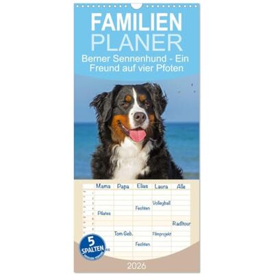 CALVENDO Familienplaner 2026 Berner Sennenhund Ein Freund auf vier Pfoten mit 5 Spalten (Wandkalender, 21 cm x 45 cm), : Er ist traumhaft schön, ... Bilder dieser Traumhunde. ( Tiere) CALVENDO Familienplaner 2026 Berner Sennenhund Ein Freund auf vier Pfoten mit 5 Spalten (Wandkalender, 21 cm x 45 cm), : Er ist traumhaft schön, ... Bilder dieser Traumhunde. ( Tiere)