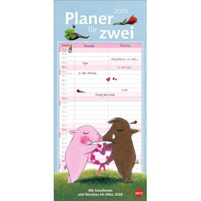 Heye Rosalie & Trüffel Planer für zwei 2025: Wandplaner für 2. Partnerkalender mit 2 Spalten. Terminkalender mit niedlichen Illustrationen des bekannten Schweine-Duos. Wandkalender für 2 Personen Heye Rosalie & Trüffel Planer für zwei 2025: Wandplaner für 2. Partnerkalender mit 2 Spalten. Terminkalender mit niedlichen Illustrationen des bekannten Schweine-Duos. Wandkalender für 2 Personen