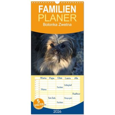 CALVENDO Familienplaner 2026 Bolonka Zwetna mit 5 Spalten (Wandkalender, 21 cm x 45 cm), : Anschaulich, liebevoll und kreativ wurde hier der beliebte Zarenhund in Szene gesetzt ( Tiere) CALVENDO Familienplaner 2026 Bolonka Zwetna mit 5 Spalten (Wandkalender, 21 cm x 45 cm), : Anschaulich, liebevoll und kreativ wurde hier der beliebte Zarenhund in Szene gesetzt ( Tiere)