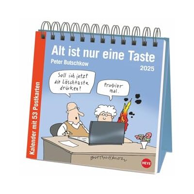 Heye Peter Butschkow: Alt ist nur eine Taste Premium-Postkartenkalender 2025: Witziger Kalender für Rentner: Cartoons mit einem Augenzwinkern für alle in den besten Jahren. (Postkartenkalender ) Heye Peter Butschkow: Alt ist nur eine Taste Premium-Postkartenkalender 2025: Witziger Kalender für Rentner: Cartoons mit einem Augenzwinkern für alle in den besten Jahren. (Postkartenkalender )