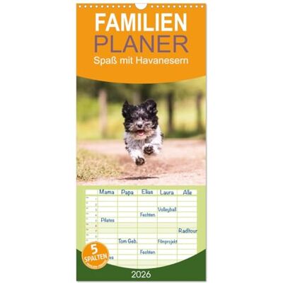 CALVENDO Familienplaner 2026 Spaß mit Havanesern mit 5 Spalten (Wandkalender, 21 cm x 45 cm), : Lustige und sympathische Havaneser begleiten Sie ... durch das Jahr. ( Tiere) CALVENDO Familienplaner 2026 Spaß mit Havanesern mit 5 Spalten (Wandkalender, 21 cm x 45 cm), : Lustige und sympathische Havaneser begleiten Sie ... durch das Jahr. ( Tiere)
