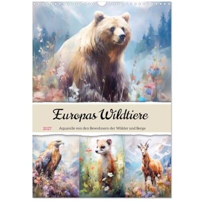 CALVENDO Kalender 2027 · Europas Wildtiere. Aquarelle von den Bewohnern der Wälder und Berge · Zarte Illustrationen von heimischen Tieren in Europa · DIN A3 hoch · Wandkalender CALVENDO Kalender 2027 · Europas Wildtiere. Aquarelle von den Bewohnern der Wälder und Berge · Zarte Illustrationen von heimischen Tieren in Europa · DIN A3 hoch · Wandkalender