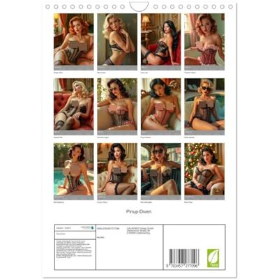 CALVENDO Pinup-Diven (Wandkalender 2026 DIN A4 hoch), Monatskalender: Schönheit im Vintage-Stil ( Erotik) CALVENDO Pinup-Diven (Wandkalender 2026 DIN A4 hoch), Monatskalender: Schönheit im Vintage-Stil ( Erotik)