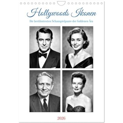 CALVENDO Hollywoods Ikonen (Wandkalender 2026 DIN A4 hoch), Monatskalender: Glamouröse Paare auf der Leinwand und im echten Leben ( Kunst) CALVENDO Hollywoods Ikonen (Wandkalender 2026 DIN A4 hoch), Monatskalender: Glamouröse Paare auf der Leinwand und im echten Leben ( Kunst)