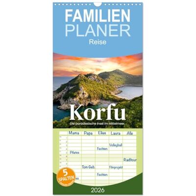 CALVENDO Familienplaner 2026 Korfu Die paradiesische Insel im Mittelmeer. mit 5 Spalten (Wandkalender, 21 cm x 45 cm), : Eine Perle in Europa. ( Orte) CALVENDO Familienplaner 2026 Korfu Die paradiesische Insel im Mittelmeer. mit 5 Spalten (Wandkalender, 21 cm x 45 cm), : Eine Perle in Europa. ( Orte)