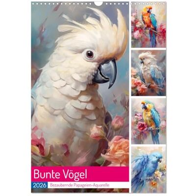 CALVENDO Bunte Vögel. Bezaubernde Papageien-Aquarelle (Wandkalender 2026 DIN A3 hoch), Monatskalender: Gefiederte Schönheiten mit Charakter und Köpfchen ( Tiere) CALVENDO Bunte Vögel. Bezaubernde Papageien-Aquarelle (Wandkalender 2026 DIN A3 hoch), Monatskalender: Gefiederte Schönheiten mit Charakter und Köpfchen ( Tiere)