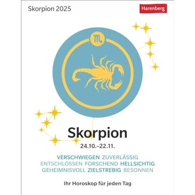 Harenberg Skorpion Sternzeichenkalender 2025 Tagesabreißkalender Ihr Horoskop für jeden Tag: Tischkalender 2025 mit täglichem Horoskop. Kleiner Kalender mit ... die Sterne (Sternzeichenkalender ) Harenberg Skorpion Sternzeichenkalender 2025 Tagesabreißkalender Ihr Horoskop für jeden Tag: Tischkalender 2025 mit täglichem Horoskop. Kleiner Kalender mit ... die Sterne (Sternzeichenkalender )