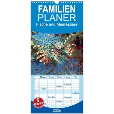 CALVENDO Familienplaner 2026 Fische und Meerestiere mit 5 Spalten (Wandkalender, 21 cm x 45 cm), : Die farbenfrohe Unterwasserwelt unserer Ozeane ( Tiere) CALVENDO Familienplaner 2026 Fische und Meerestiere mit 5 Spalten (Wandkalender, 21 cm x 45 cm), : Die farbenfrohe Unterwasserwelt unserer Ozeane ( Tiere)
