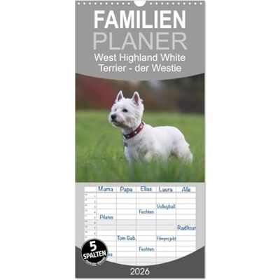 CALVENDO Familienplaner 2026 West Highland White Terrier Selbstbewustes Powerpaket der Westie mit 5 Spalten (Wandkalender, 21 cm x 45 cm), : ... festgehalten worden. ( Tiere) CALVENDO Familienplaner 2026 West Highland White Terrier Selbstbewustes Powerpaket der Westie mit 5 Spalten (Wandkalender, 21 cm x 45 cm), : ... festgehalten worden. ( Tiere)