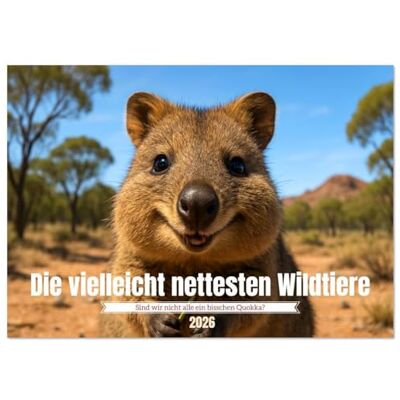 CALVENDO Die vielleicht nettesten Wildtiere (Wandkalender 2026 DIN A4 quer), Monatskalender: Quokkas zeigen, wie frech und freundlich Wildtiere sein ... für ein neugieriges Grinsen ( Tiere) CALVENDO Die vielleicht nettesten Wildtiere (Wandkalender 2026 DIN A4 quer), Monatskalender: Quokkas zeigen, wie frech und freundlich Wildtiere sein ... für ein neugieriges Grinsen ( Tiere)