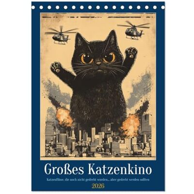 CALVENDO Großes Katzenkino (Tischkalender 2026 DIN A5 hoch), Monatskalender: Kinofilme, die mit Katzen so viel realistischer wären ( Spass) CALVENDO Großes Katzenkino (Tischkalender 2026 DIN A5 hoch), Monatskalender: Kinofilme, die mit Katzen so viel realistischer wären ( Spass)