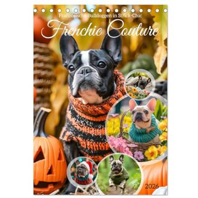 CALVENDO Frenchie Couture Französische Bulldoggen in Strick-Chic (Tischkalender 2026 DIN A5 hoch), Monatskalender: Französische Bulldoggen in lustigen Hundestricksachen ( Tiere) CALVENDO Frenchie Couture Französische Bulldoggen in Strick-Chic (Tischkalender 2026 DIN A5 hoch), Monatskalender: Französische Bulldoggen in lustigen Hundestricksachen ( Tiere)