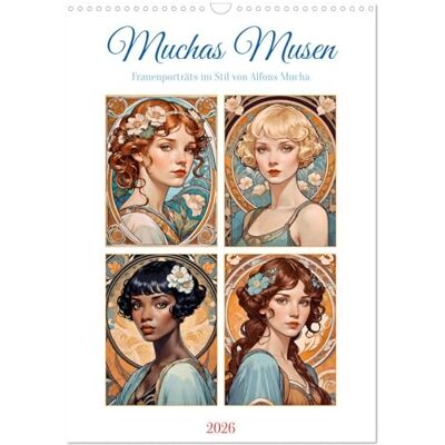 CALVENDO Muchas Musen (Wandkalender 2026 DIN A3 hoch), Monatskalender: Schöne Frauen wie von Alfons Mucha gemalt ( Kunst) CALVENDO Muchas Musen (Wandkalender 2026 DIN A3 hoch), Monatskalender: Schöne Frauen wie von Alfons Mucha gemalt ( Kunst)