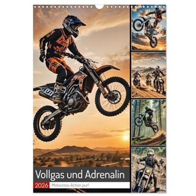 CALVENDO Vollgas und Adrenalin Motocross-Action pur! (Wandkalender 2026 DIN A3 hoch), Monatskalender: Motocross-Action in spektakulären, KI-generierten Bildern. ( Sport) CALVENDO Vollgas und Adrenalin Motocross-Action pur! (Wandkalender 2026 DIN A3 hoch), Monatskalender: Motocross-Action in spektakulären, KI-generierten Bildern. ( Sport)