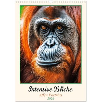 CALVENDO Intensive Blicke Affen Porträts (Wandkalender 2026 DIN A3 hoch), Monatskalender: Blicke, die berühren, da uns diese Tiere so nah sind. ( Tiere) CALVENDO Intensive Blicke Affen Porträts (Wandkalender 2026 DIN A3 hoch), Monatskalender: Blicke, die berühren, da uns diese Tiere so nah sind. ( Tiere)