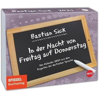 Heye Bastian Sick Tagesabreißkalender 2024 "In der Nacht von Freitag auf Donnerstag". Witziger Kalender voller Sprachverdreher und Stolperfallen der ... für jeden Tag. Auch zum Aufhängen. Heye Bastian Sick Tagesabreißkalender 2024 "In der Nacht von Freitag auf Donnerstag". Witziger Kalender voller Sprachverdreher und Stolperfallen der ... für jeden Tag. Auch zum Aufhängen.