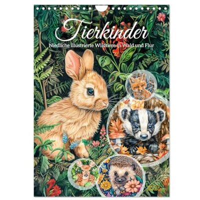 CALVENDO Tierkinder Niedliche illustrierte Wildtiere in Wald und Flur (Wandkalender 2026 DIN A4 hoch), Monatskalender: Bezaubernde Einblicke in die Kinderstube der Natur ( Tiere) CALVENDO Tierkinder Niedliche illustrierte Wildtiere in Wald und Flur (Wandkalender 2026 DIN A4 hoch), Monatskalender: Bezaubernde Einblicke in die Kinderstube der Natur ( Tiere)