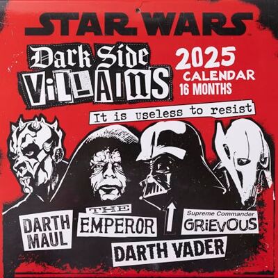 Pyramid – Star Wars Villains 2025 Broschürenkalender, 30x30cm, Kalender für Fans des Star Wars Universums, Monatskalender mit den galaktischen Schurken, nachhaltig nur mit Papierumschlag Pyramid – Star Wars Villains 2025 Broschürenkalender, 30x30cm, Kalender für Fans des Star Wars Universums, Monatskalender mit den galaktischen Schurken, nachhaltig nur mit Papierumschlag