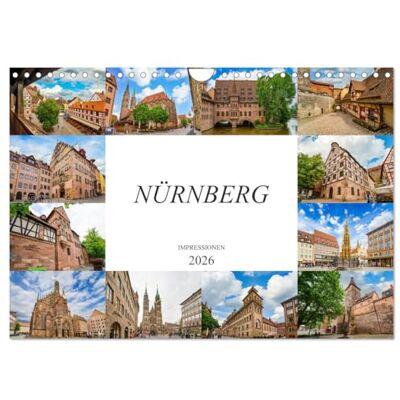 CALVENDO Nürnberg Impressionen (Wandkalender 2026 DIN A4 quer), Monatskalender: Zwölf einmalige Bilder der Stadt Nürnberg ( Orte) CALVENDO Nürnberg Impressionen (Wandkalender 2026 DIN A4 quer), Monatskalender: Zwölf einmalige Bilder der Stadt Nürnberg ( Orte)