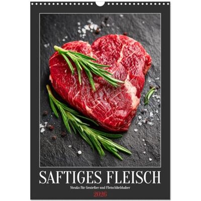 CALVENDO Saftiges Fleisch Steaks für Genießer und Fleischliebhaber (Wandkalender 2026 DIN A3 hoch), Monatskalender: Fleisch in seiner besten Form: ... für Fleischliebhaber ( Lifestyle) CALVENDO Saftiges Fleisch Steaks für Genießer und Fleischliebhaber (Wandkalender 2026 DIN A3 hoch), Monatskalender: Fleisch in seiner besten Form: ... für Fleischliebhaber ( Lifestyle)