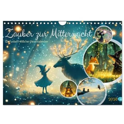 CALVENDO Zauber zur Mitternacht (Wandkalender 2026 DIN A4 quer), Monatskalender: Ein funkelfröhlicher Hexenkalender ( Tiere) CALVENDO Zauber zur Mitternacht (Wandkalender 2026 DIN A4 quer), Monatskalender: Ein funkelfröhlicher Hexenkalender ( Tiere)