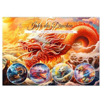 CALVENDO Jahr des Drachen Im Stil des chinesischen Tierkreiszeichens (Wandkalender 2026 DIN A2 quer), Monatskalender: Drachenkalender zum Jahr des ... Tierkreiszeichen ( Kunst) CALVENDO Jahr des Drachen Im Stil des chinesischen Tierkreiszeichens (Wandkalender 2026 DIN A2 quer), Monatskalender: Drachenkalender zum Jahr des ... Tierkreiszeichen ( Kunst)