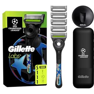 Gillette Labs Rasierer Herren mit Reinigungs-Element, Nassrasierer Herren, UEFA Champions League Special Edition — Inkl. 1 Handstück, 5 Ersatzklingen, 1 Wandhalterung und Reiseetui Gillette Labs Rasierer Herren mit Reinigungs-Element, Nassrasierer Herren, UEFA Champions League Special Edition — Inkl. 1 Handstück, 5 Ersatzklingen, 1 Wandhalterung und Reiseetui
