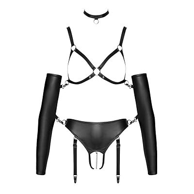 Bad Kitty Dessous-Set Ouvert Erregendes Dessous-Set, mit offenem Schritt und Fesselarmstulpen, verstellbar, Schwarz Bad Kitty Dessous-Set Ouvert Erregendes Dessous-Set, mit offenem Schritt und Fesselarmstulpen, verstellbar, Schwarz
