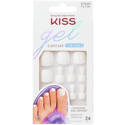 Kiss Gel Fantasy 24 Press-On Fußnägel Weiß, DIY Pediküre-Set mit Gel-Effekt Trendiges Gel-Finish, flexible Fußnägel, einfache Anwendung in wenigen Minuten, starker Halt bis zu 14 Tage, mit Nagelkleber Kiss Gel Fantasy 24 Press-On Fußnägel Weiß, DIY Pediküre-Set mit Gel-Effekt Trendiges Gel-Finish, flexible Fußnägel, einfache Anwendung in wenigen Minuten, starker Halt bis zu 14 Tage, mit Nagelkleber