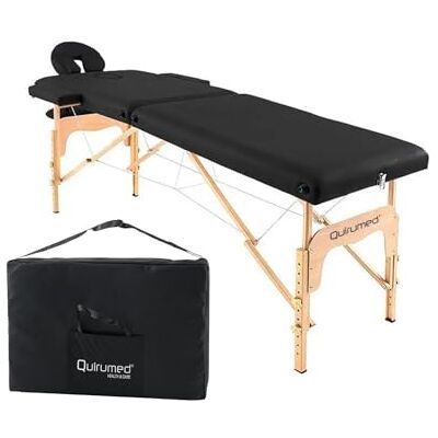 Quirumed Easy Klappmassagetisch aus Holz, Farbe Schwarz, 186 x 66 cm, Massagetisch, Physiotherapie-Massage, Kunstleder, Gelenkkopf, höhenverstellbar, 2 Abschnitte Quirumed Easy Klappmassagetisch aus Holz, Farbe Schwarz, 186 x 66 cm, Massagetisch, Physiotherapie-Massage, Kunstleder, Gelenkkopf, höhenverstellbar, 2 Abschnitte