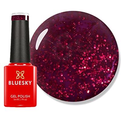 Bluesky Ruby Ritz Gel-Nagellack, Rot, Glitzer, langlebig, splitterfest, 5 ml (Trocknen unter UV-LED-Lampe erforderlich) 80545 Bluesky Ruby Ritz Gel-Nagellack, Rot, Glitzer, langlebig, splitterfest, 5 ml (Trocknen unter UV-LED-Lampe erforderlich) 80545