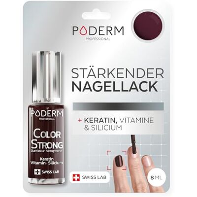 PODERM Nagelhärter Lack Dunkelrot Repariert und Stärkt durch Semipermanenten Nagellack Geschädigte und Geschwächte Nägel Biotin und Keratin Entwickelt von einem Podologen in der Schweiz PODERM Nagelhärter Lack Dunkelrot Repariert und Stärkt durch Semipermanenten Nagellack Geschädigte und Geschwächte Nägel Biotin und Keratin Entwickelt von einem Podologen in der Schweiz