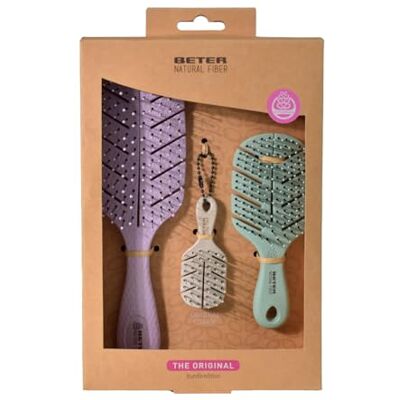 Beter – Kit Haarbürsten „The Original“ aus Naturfasern, 3-teiliges Set Entwirrbürsten (The Original + Mini + Charm), ziepfrei, gegen Verknoten und Haarbruch, für alle Haartypen Beter – Kit Haarbürsten „The Original“ aus Naturfasern, 3-teiliges Set Entwirrbürsten (The Original + Mini + Charm), ziepfrei, gegen Verknoten und Haarbruch, für alle Haartypen